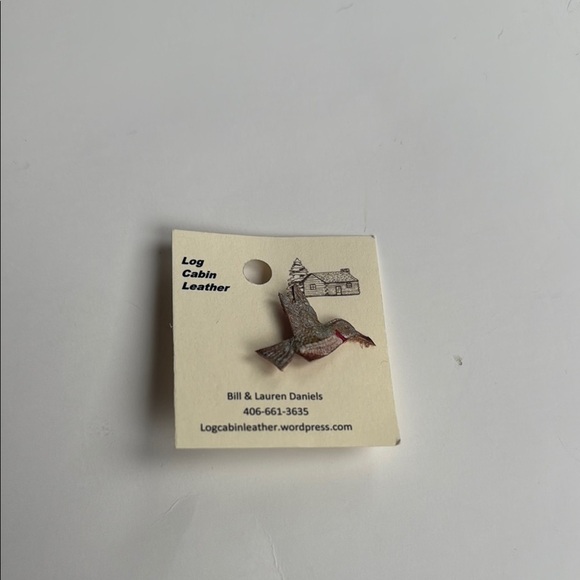 log cabin leather Jewelry - NWT Handmade Log Cabin Leather Bird Pin